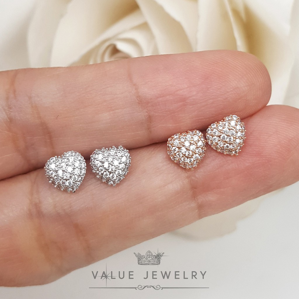 ต่างหูแป้น ER1039 ลาย หัวใจ มี2สี ขนาดเล็ก ใส่ติดหู ได้ทุกวัน สวย แตกต่าง ต่างหู ตุ้มหู แฟชั่น ผญ ValueJewelry