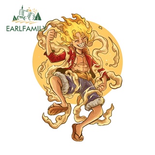 Earlfamily สติกเกอร์กันน้ํา ลายลิงเกียร์ 5 D Luffy Nika One Piece 13 ซม. x 9.2 ซม. สําหรับติดตกแต่งหน้าต่างรถยนต์