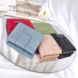 - BOTTE Wallet 🥨 กระเป๋าสตางค์ใบสั้น กระเป๋าเงิน หนัง PU สไตล์สานไขว้ Bottega เรียบหรู -