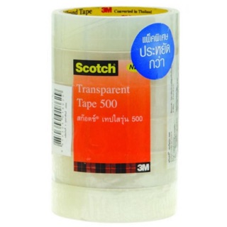 เทปใส Scotch® Transparent Tape ขนาด 1 Inch X 36 Yards แกน 3” 6 Rolls/Pack