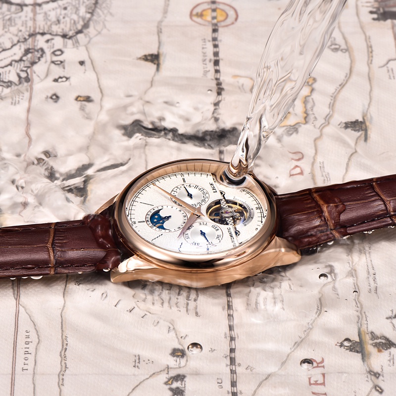 LIGE 2022 ผู้ชายนาฬิกาแบรนด์ชั้นนำบุรุษนาฬิกาจักรกลอัตโนมัติ Tourbillon โครงกระดูกนาฬิกาผู้ชาย