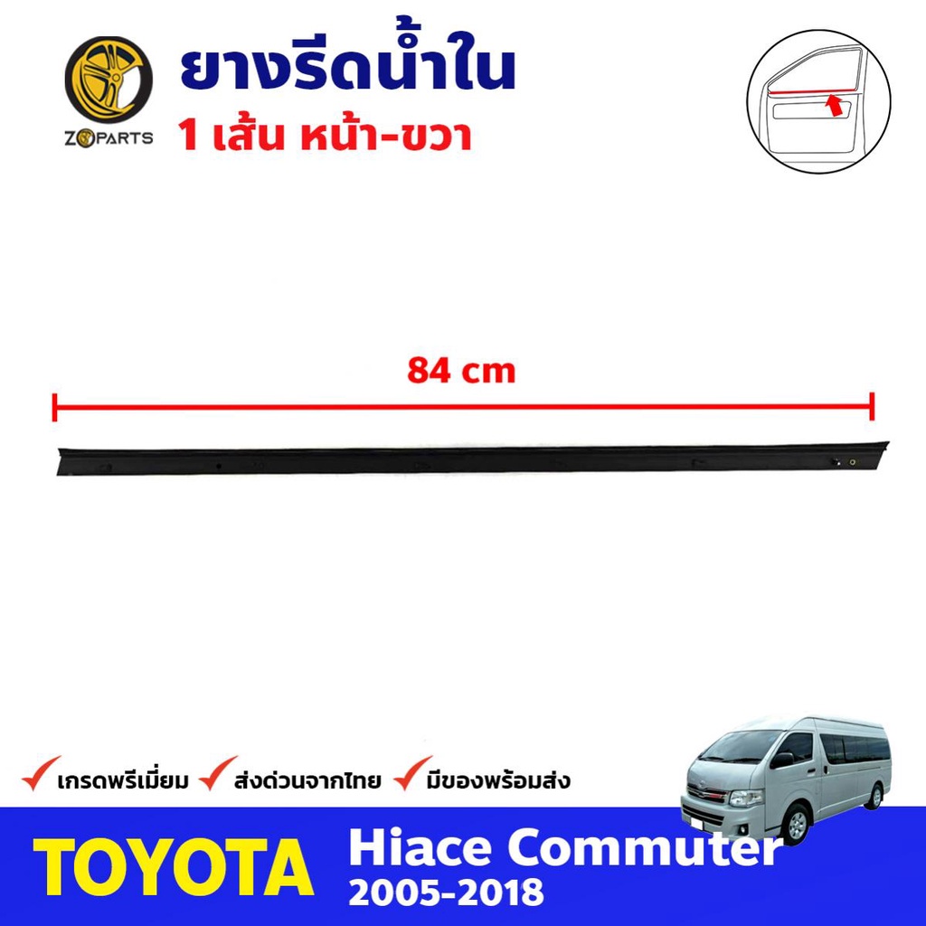 ยางรีดน้ำใน ขวา สำหรับ Toyota Hiace Commuter ปี 2005-2018 โตโยต้า ไฮแอค คิ้วรีดน้ำ ยางรีดน้ำกระจกรถย