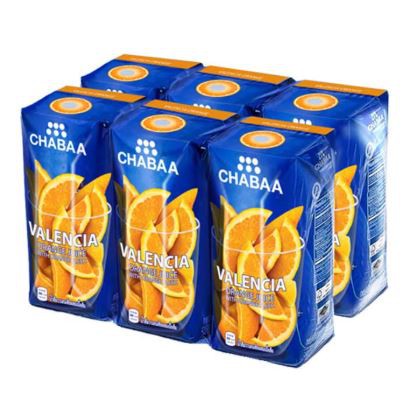 ส่งฟรี  ชบา น้ำส้มวาเลนเซีย40% ผสมเนื้อส้ม ขนาด 180ml ยกแพ็ค 6กล่อง CHABAA VALENCIA ORANGE JUICE     ฟรีปลายทาง