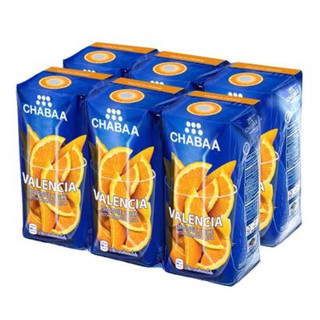 ชบา น้ำส้มวาเลนเซีย40% ผสมเนื้อส้ม ขนาด 180ml ยกแพ็ค 6กล่อง CHABAA VALENCIA ORANGE JUICE