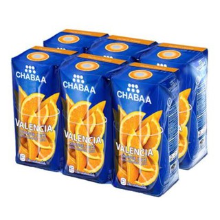 ชบา น้ำส้มวาเลนเซีย40% ผสมเนื้อส้ม ขนาด 180ml ยกแพ็ค 6กล่อง CHABAA VALENCIA ORANGE JUICE