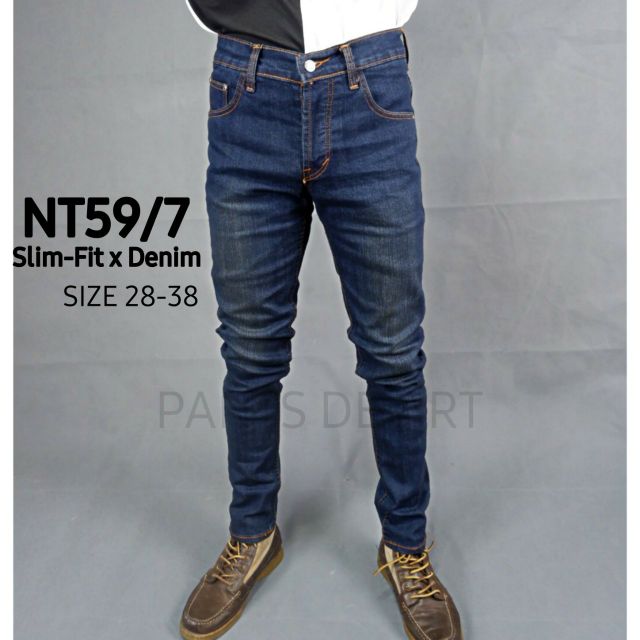 PANTS DE ART - กางเกงยีนส์ชาย ทรงกระบอกเล็กกึงเดฟ ผ้ายืดยีนส์พรีเมี่ยม เป้าเป็นซิป ขอบสองชั้น งานนละเอียดสวยมาก
