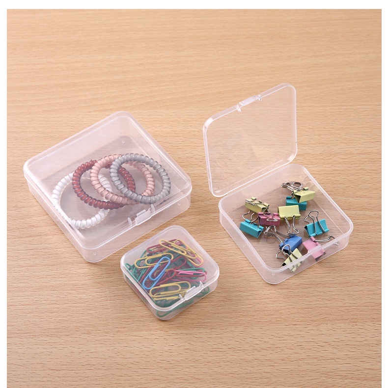 กล่องพลาสติกใส ทรงสี่เหลี่ยม ขนาดเล็ก สําหรับใส่เครื่องประดับ ต่างหู แหวน ลูกปัด - รูปที่ 2