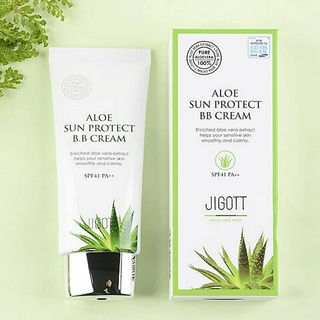 Jigott Aloe Sun Protect BB Cream SPF 41 PA++ 46 บีบีรองพื้นกันแดดเนื้อบางเบาสูตรผสมว่านหางจรเข้จากเกาหลีของแท้