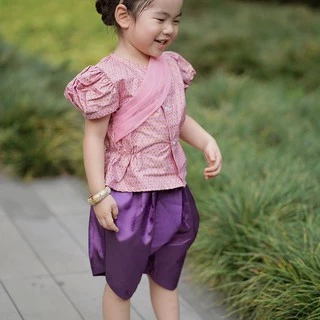 ชุดไทยเด็ก ชุดเด็กผู้หญิง ชุดโจงกระเบนเด็กหญิง รุ่น SK2102 สีชมพู