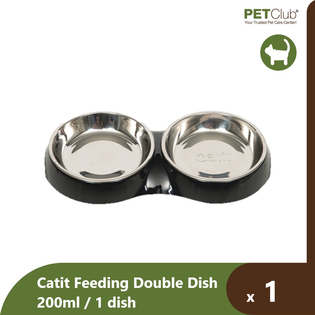 Catit Feeding Dish Double ชามให้อาหารแบบคู่ 2 x 200 ML Black