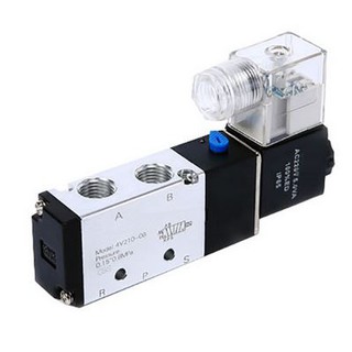 (อย่างดี)​ โซลินอยด์วาล์ว Solenoid Valve 4V210-08 โลหะชุปนิกเกิล Air Control 5/2 12V 24V 110V 240V ใช้กับแตรลม