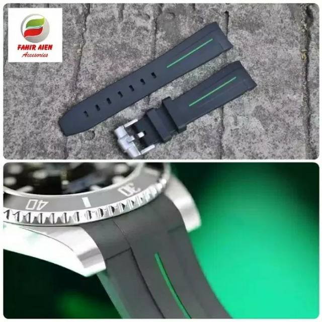 นาฬิกา ROLEX SUBMARINER RUBBER B LINE GREEN STRAP/RUBBER ROLEX SUBMARINER WATCH STRAP