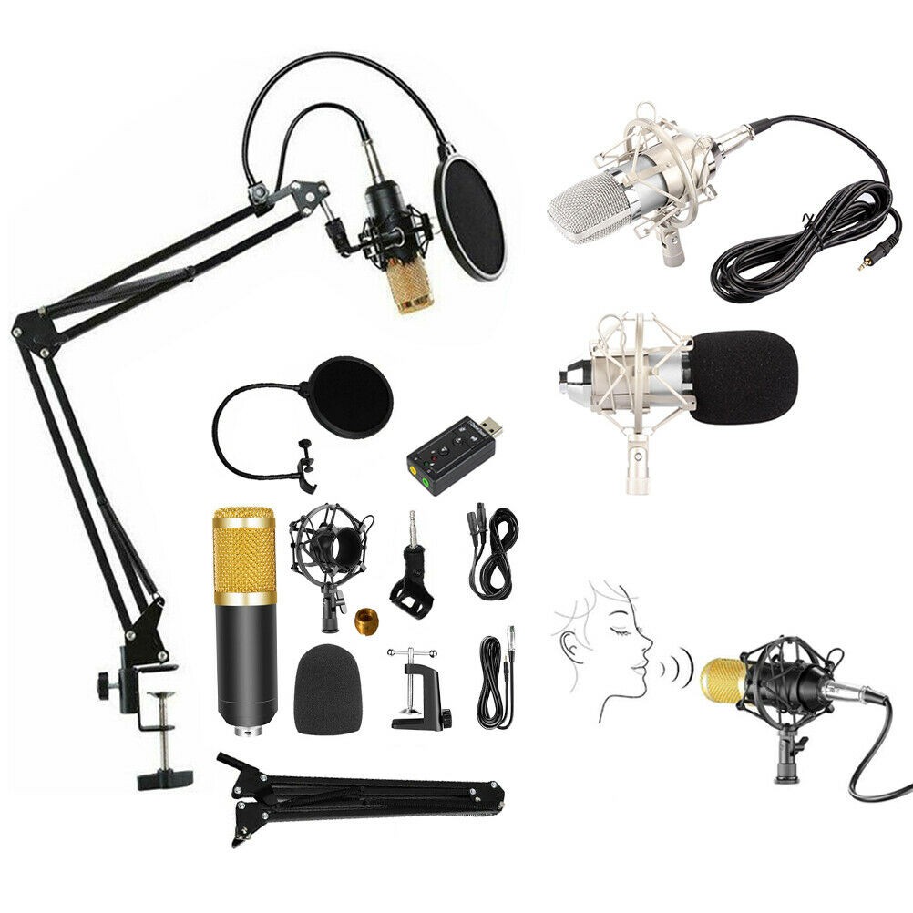 ไมค์อัดเสียง ไมค์ คอนเดนเซอร์ (Pro Condenser Microphone BM800) พร้อม ขาตั้งไมค์โครโฟน และอุปกรณ์เสริม (โช้คอัพโลหะ)