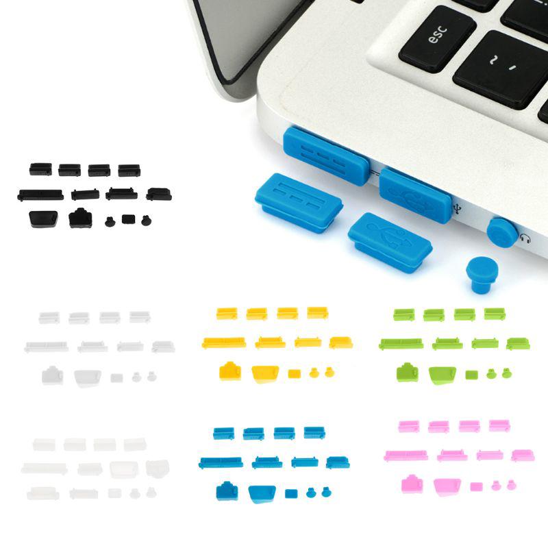 Wili❃ 13PCS Anti-Dust Plugs Soft Silicone Data Port USB Protector Set Laptop Jacks Dustproof Cover