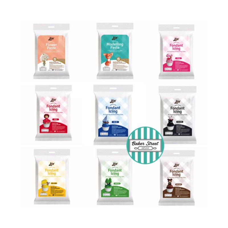 Lin fondant น้ำตาลฟอนดอนท์สำหรับปั้น 250g (เลือกสีด้านใน)