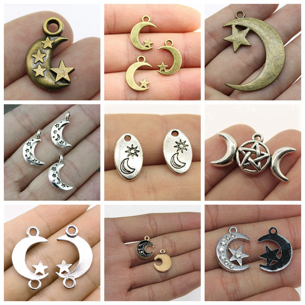 จี้รูปดวงจันทร์ ดาว แฮนด์เมด สําหรับทําเครื่องประดับ Diy