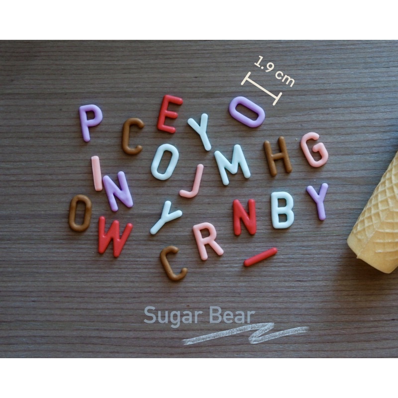 [ราคาตัวละ]    a-z , A-Z , 0-9 ~ ขนาด1.9CM ~ น้ำตาลตกแต่งเค้ก ~ ตัวอักษรตัวเลข