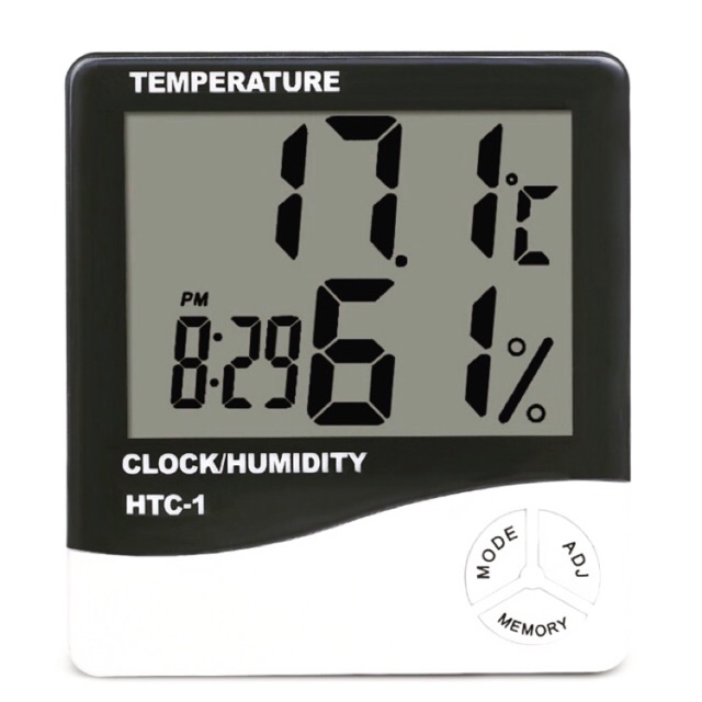 เครื่องวัดอุณหภูมิ ความชื้น และนาฬิกา Hygrometer Thermometer HTC-1