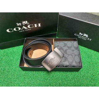 set เข็มขัด &amp; กระเป๋าสตางค์ Coach แท้ ผู้ชาย ของขวัญ สุดคุ้ม