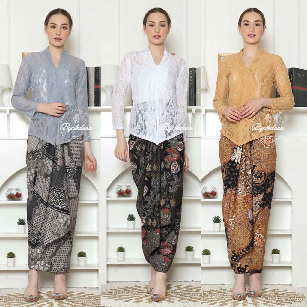(BAJU + INNER SAHAJA) Bycikdara Kebaya Lace Bali Alena ฟรีด้านในไม่มี Pario เพื่อนเจ้าสาวแขน