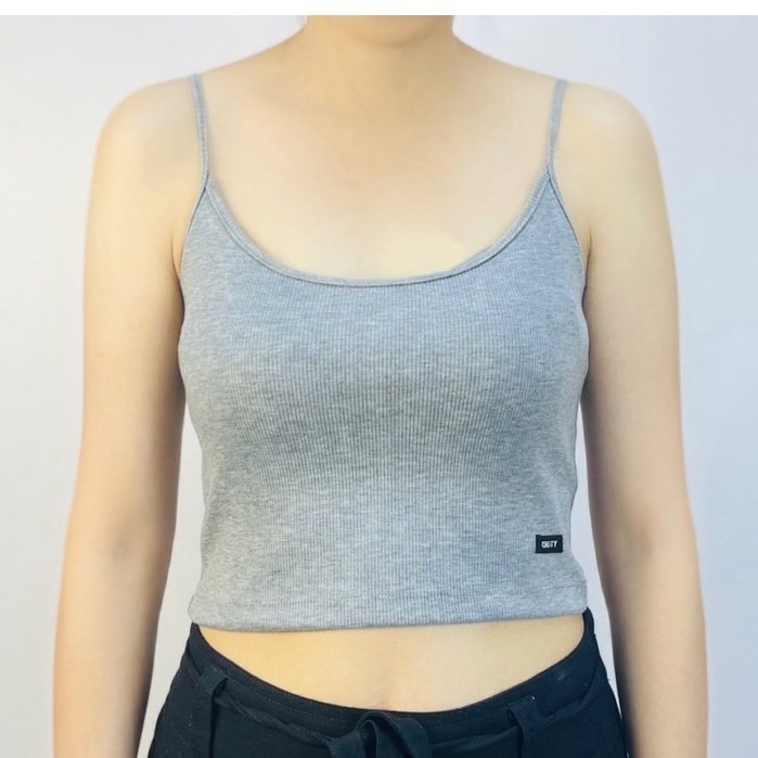 ( ผ้าร่อง / ½ เดี่ยวเว้า ไซส์ S-M ) สายเดี่ยวคอเว้าครึ่งตัว แบรนด์ CHOTYSHOP สินค้าผลิตในไทย QR.A