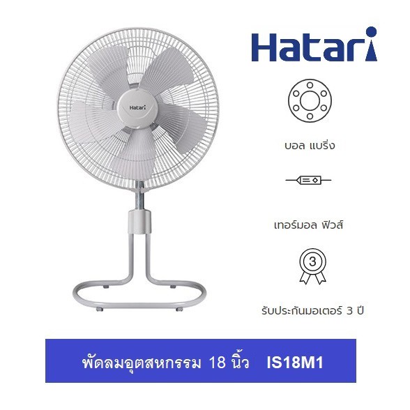 Hatari พัดลมอุตสาหกรรมฮาตาริ ขนาด 18 นิ้ว รุ่น IS18M1 สีเทา