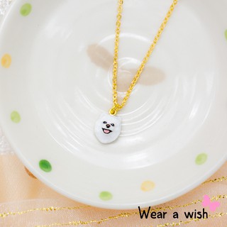 Necklace / สร้อย : White Pomeranian (Long-Haired) / ปอมเมอเรเนียน ขนยาว สีขาว