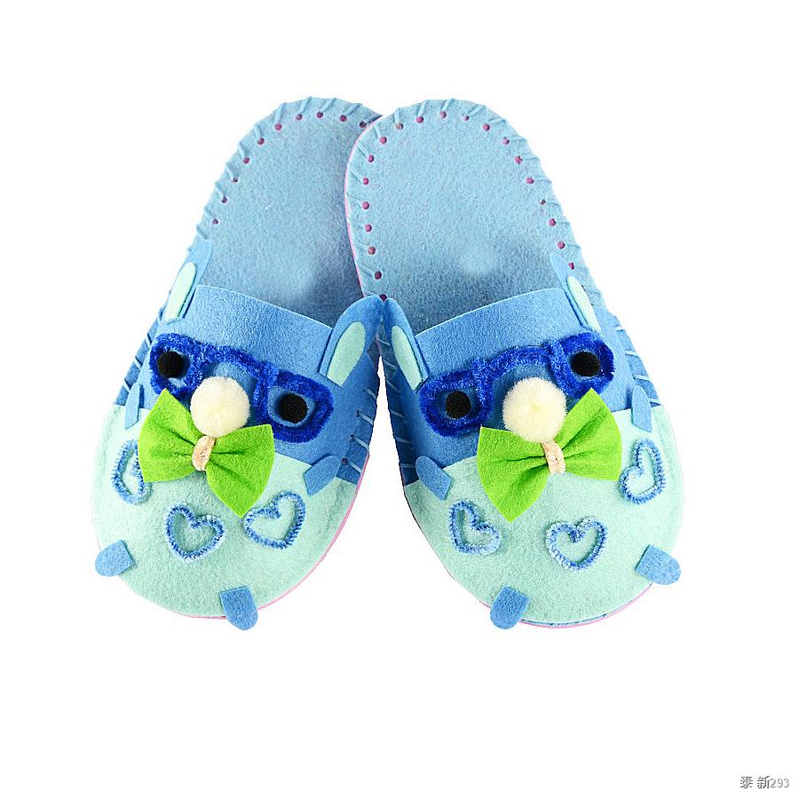 DIY Handmade Cartoon slippers sewing kit,Non woven Fabric Shoes kids Art &  Crafts Kindergarden Montessori Educational Ki | Shopee Thailand