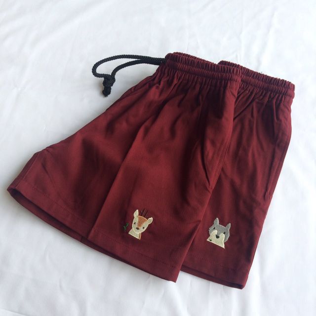 Basic shorts กางเกงขาสั้นเอวยางยืดผ้า Cotton - ลายปัก Deer - รูปที่ 3
