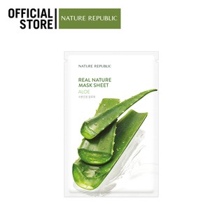 NATURE REPUBLIC REAL NATURE ALOE MASK SHEET มาส์กหน้าบำรุงผิว สูตรว่านหางจระเข้