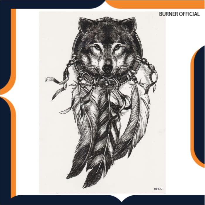 Hb577 MEN& 39;S ชั่วคราว TATO / ชั่วคราว Tatoo สติ๊กเกอร์ปลอม WOLF WOLF WOLF WOLF WOLF WOLF WOLF WOL
