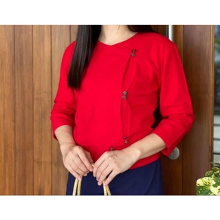 เสื้อคอกลมกระดุมไม้แขน5ส่วนsize36-46