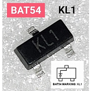 (10ตัว) BAT54 , Marking KL1 , SMD Schottky Diode 30V 0.2A SOT-23 (รหัสสินค้า M02759)