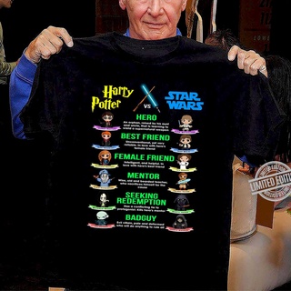 เสื้อยืดสีขาวเสื้อเชิ้ต ลาย Hary Potter Vs Star Wars Hero Friend Mentor Seeking สําหรับผู้ชาย และผู้หญิงS-4XL