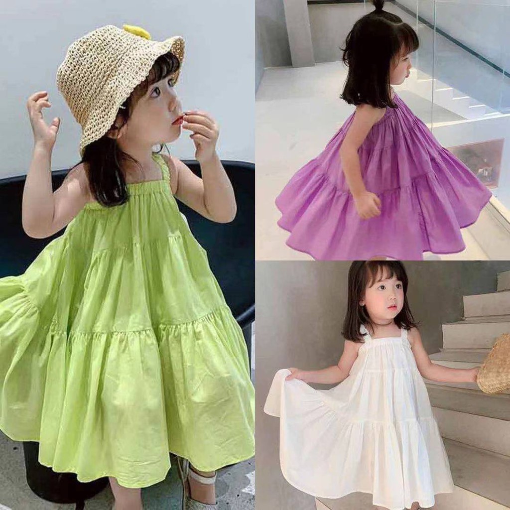 NANA พร้อมส่ง (03)ชุดเดรสเด็กผู้หญิง ชุดชายหาดสวิงใหญ่ แขนกุด สําหรับเด็กผู้หญิง