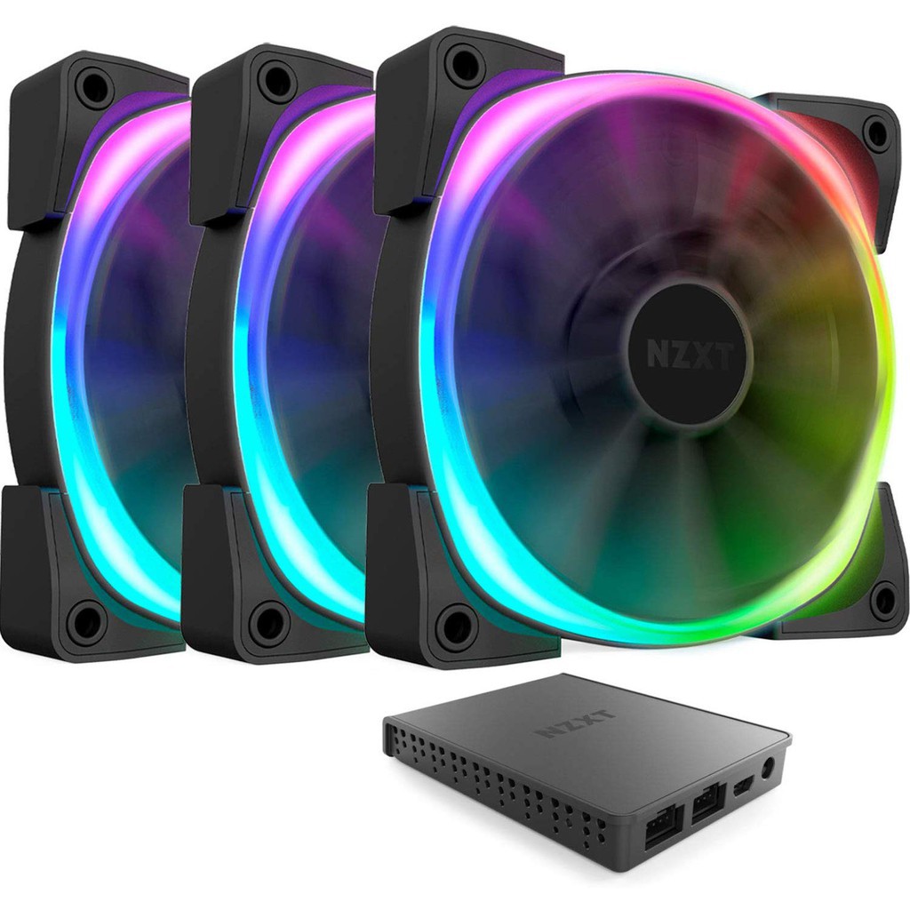 FAN CASE 12cm NZXT AER RGB2 TRIPLE PACK STARTER WITH HUE (HF-2812C-T1) มีฮับHUE2 120mm