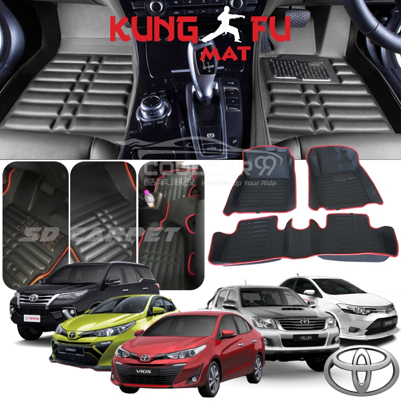 Nexus พรมปูพื้นรถยนต์ 5D สําหรับ Toyota Wish Vios Yaris Hilux Altis Fortuner Innova