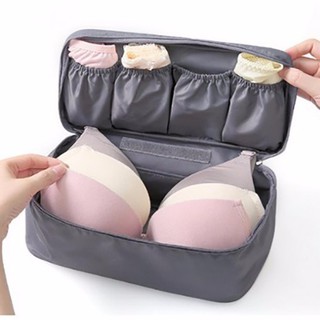 กระเป๋าใส่ชุดชั้นในเพื่อการเดินทาง(รุ่นใหม่ป้ายยาง) สีเทา(Gray ; Travel Underwear Pouch)