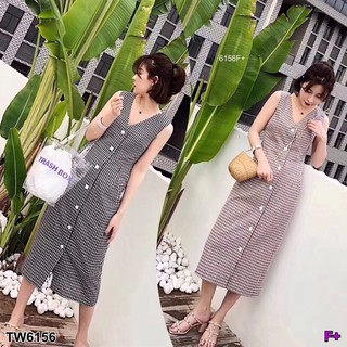 เดรสแขนกุดลายสก๊อต (6156)