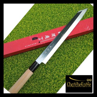 มีดเชฟ ญี่ปุ่น Yanagiba (sushi &amp; sashimi knife)  ใบมีดยาว 28 เซ็นติเมตร ใบมีดปลายตัด (Kentaga)  ด้ามจับไม้ Yanagiba 28cm