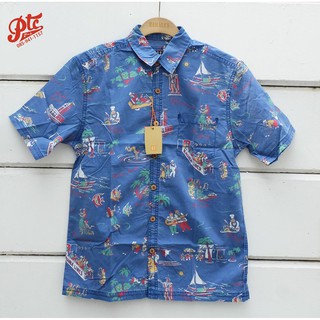 เสื้อฮาวาย KAHALA "WAIKIKI BEACH" NAVY