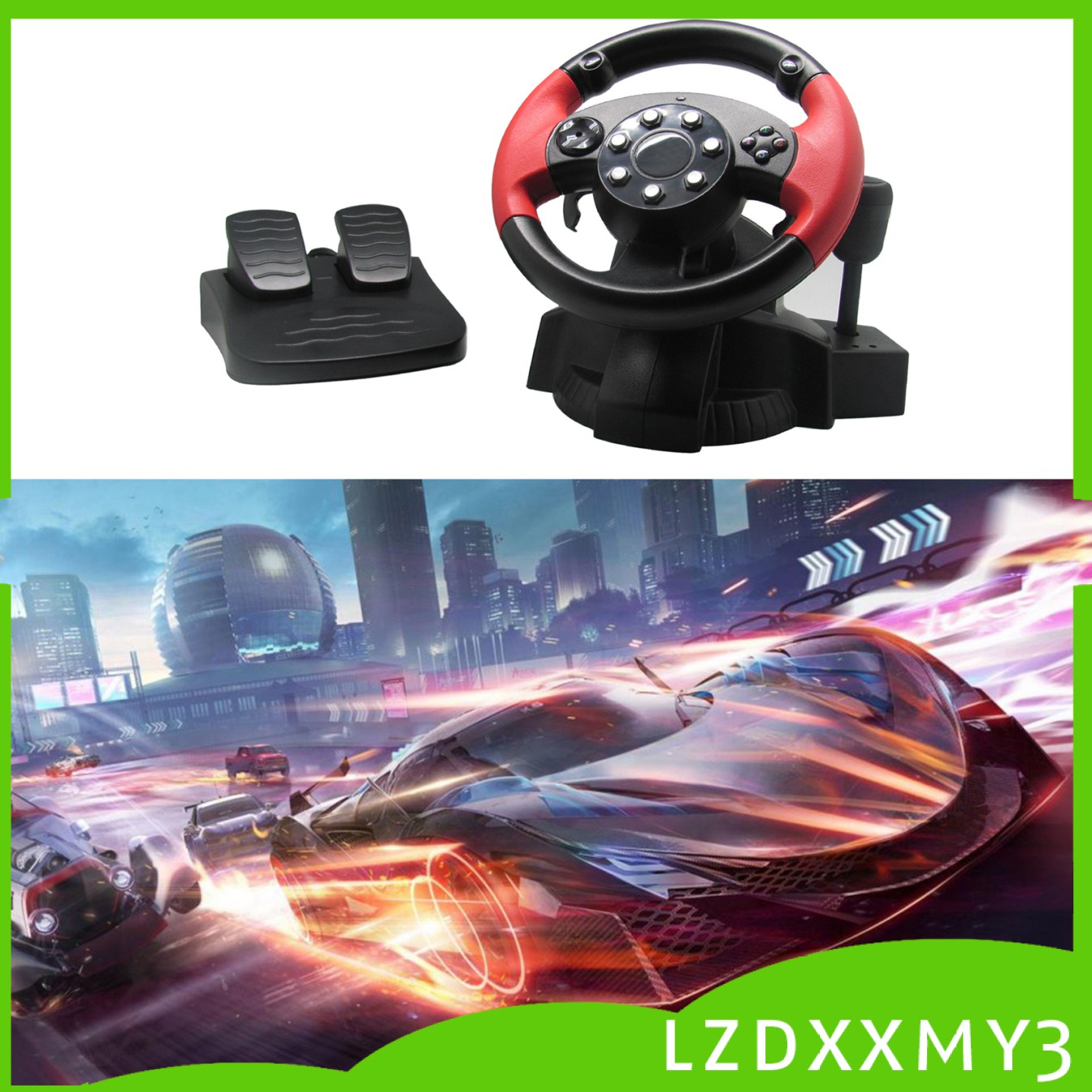HOT Gaming Racing Simulator Driving PC Steering Wheel & Pedal Set For ...