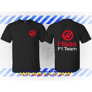 เสื้อสีขาว - HaasF1ทีมแข่งNascarสูตรเสื้อยืดผู้ชายGildanUsaชุดกีฬาGildanคริสต์มาสพิมพ์เสื้อยืดlelak