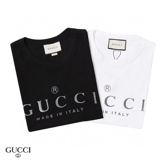 Gucc เสื้อยืดแขนสั้น ผ้าฝ้าย พิมพ์ลาย แฟชั่นสําหรับผู้ชาย และผู้หญิง