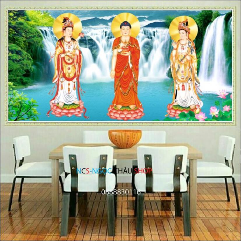 ภาพวาดจุดหิน (หินประดับ} THREE BUDDHA ภาพวาดจุดหิน (หินประดับ} LV244 NCS-Ngoc CHAU SHOP