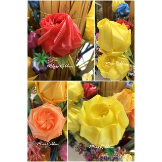 Missribbinริบบิ้นเนื้อมัน เบอร์2 ตราระฆัง คละสีได้ ริบบิ้นเนื้อพลาสติกใช้ผูกกล่องของขวัญ ราคาประหยัด
