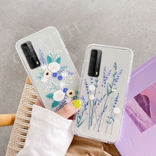 New Fashion เคส Huawei Y7a Casing Shockproof Clear TPU Soft Protective Thin Flowers Lavender Plants Phone Case HuaweiY7a 2020 Back Cover เคสโทรศัพท์