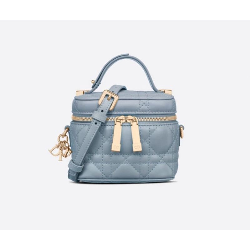 DIOR Micro Lady Dior Vanity Case Cloud Blue Cannage Lambskin | DIOR