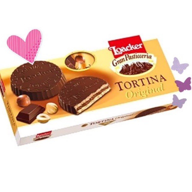 LOACKER TORTINA ORIGINAL crispy milk chocolate cream with hazelnut cream Chocolate 125g. บิสกิต เคลื