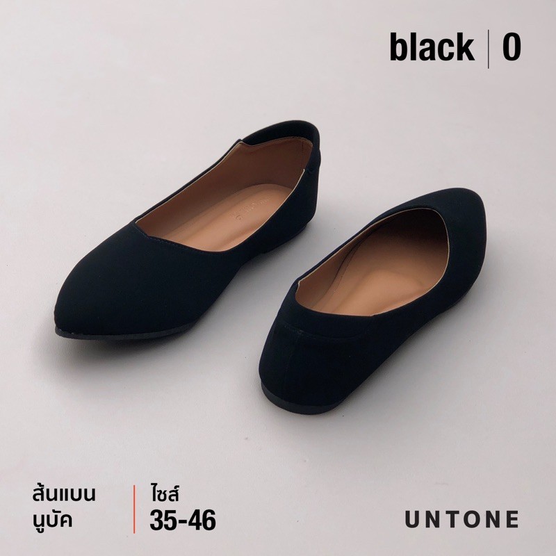 บูติก รองเท้าคัชชูไซส์ใหญ่ 35-46 ไม่มีส้น สีดำ ผ้านูบัค แบรนด์ UNTONE